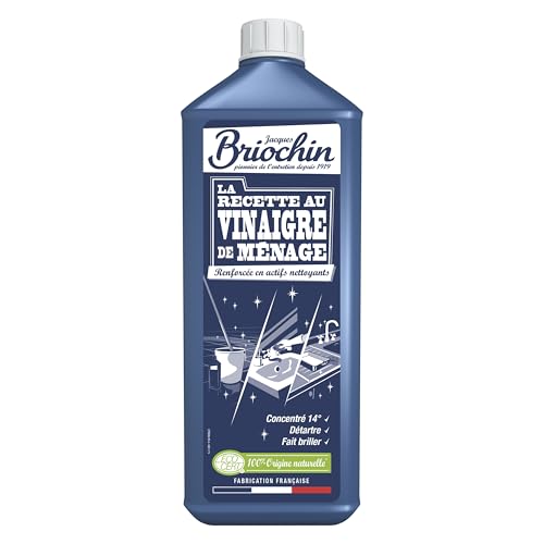 JACQUES BRIOCHIN - Vinaigre Ménager - Prêt à l'Emploi - Détartre, Dégraisse, Détache - Concentration 8° - 100% d'Ingrédients d'Origine Naturelle - Ecocert - Fabrication Française - Pulvérisateur 1L