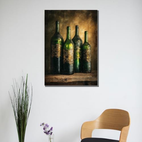 Peinture sur toile bouteilles de vin vintage, art mural haut de gamme - 2