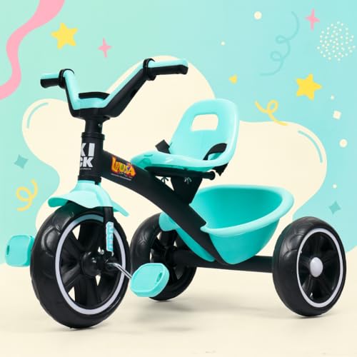 Image of Luusa KICK TRICYCLES for Kids | Kids Tricycle with Adjustable Seat Belt and Safety Features | Durable Frame | Suitable for Ages 1-5 Years | Multiple Colors Made in India (SEA Green)