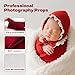 4 PCS Newborn Photography Props, Baby Photo Props Long Ripple Wraps, Blanket Scarf and Hat for 0-12 Months