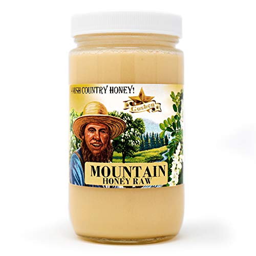 Goshen Amish Country Honey Extremely Raw MOUNTAIN Honey 100% Natural Domestic Honey with Health Benefits Unfiltered Unprocessed Unheated OU Kosher Certified | 454 G Glass Jar Goshen Amish Country Honey Extremely Raw MOUNTAIN Honey 100% Natural Domestic Honey with Health Benefits Unfiltered Unprocessed Unheated OU Kosher Certified | 454 G Glass Jar