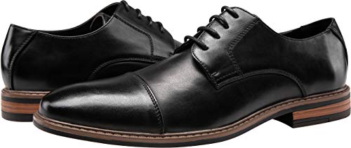 VEPOSE Men's Cap Toe Oxford Business Formal Lace Dress Shoes(10.5,Black) - Thumbnail 7