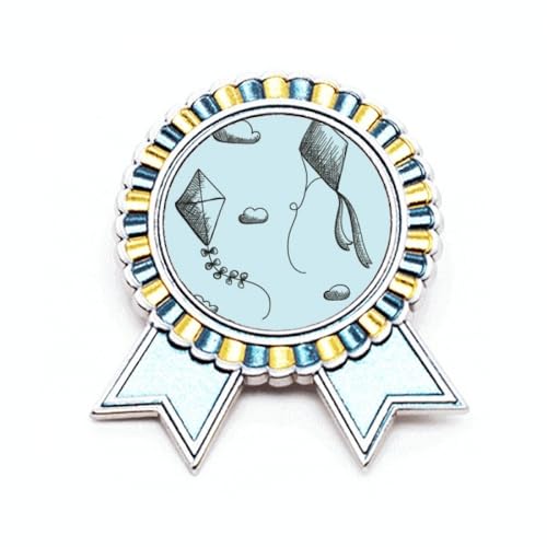 Broche cerf-volant en métal M avec motif géométrique peint à la main