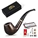 Joyoldelf Wooden Tobacco Smoking Pipe, Pear Wood Pipe with Pipe Cleaners, 9 mm Pipe Filters, 3-in-1 Pipe Scraper, Pipe Bits, Metal Balls, Cork Knockers, Bonus a Pipe Pouch with Gift Box