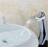 Modern Waterfall Single Handle Brass with Chrome Finish Kitchen Basin Sink Faucet(D-81H18-CHR)