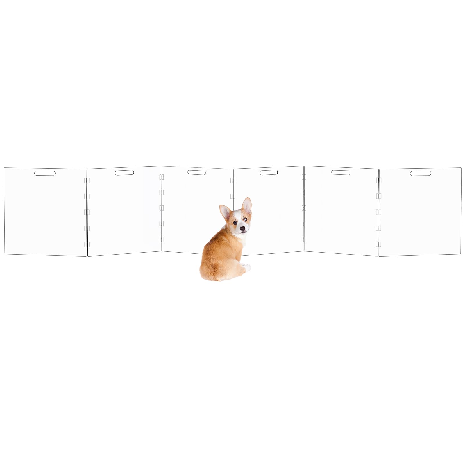 Acrylic Pet Playpen Gate for The House Doorways, Acrylic Pet Gate for Dogs, Freestanding, Clear (6 Panel)