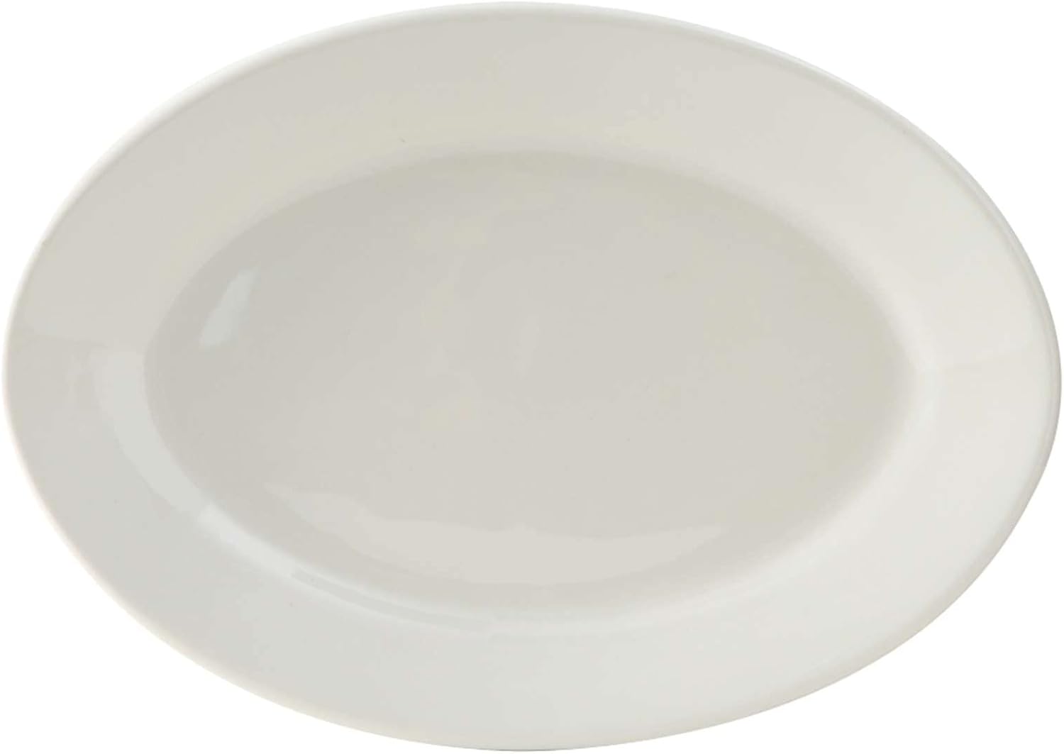 Tuxton China TRE-042 Platter, 15-3/4" x 11", Oval, Wide Rim, Rolled Edge, Microwave and Dishwasher Safe, Oven Proof, Fully Vitrified, Ceramic, Reno, American White/Eggshell, Pack of 6