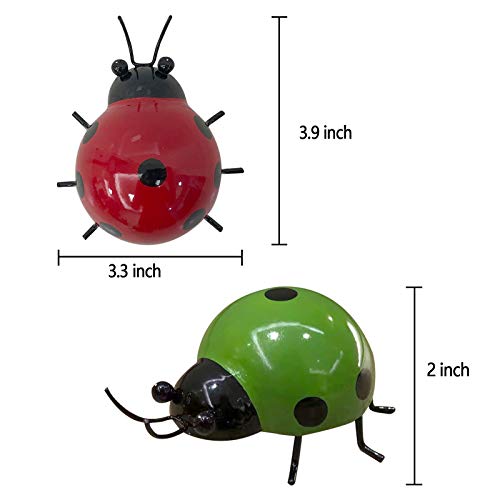 Alladinbox 4Pcs Metal Ladybug Wall Art Decor Nature Inspired Sculptures Insect Decoration For Outdoor Backyard Porch Home Patio Lawn Fence Decoration (4 Colors, 3.9 Inch) #TOP1