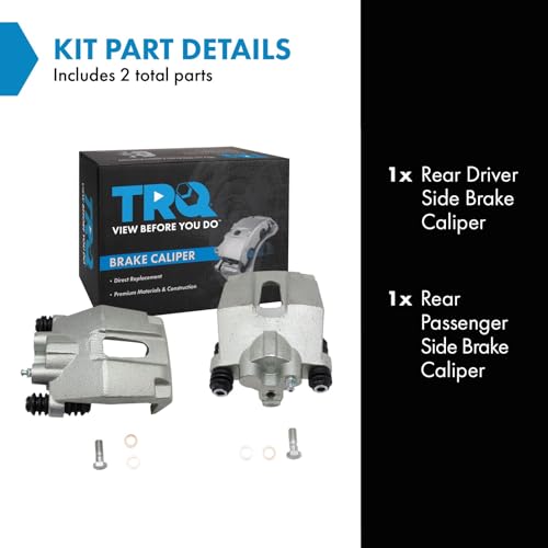 Image of TRQ Rear Driver and Passenger Side Brake Caliper Set Caliper Brackets Compatible with 04 Ford F-150 04 F-150 Heritage 05-11 F-150 06-08 Lincoln Mark LT