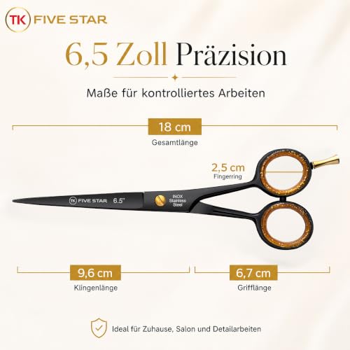 TK FIVE STAR Midnight Haarschere 6,5 Zoll, scharfe Profi Friseurschere mit Mikroverzahnung… – Ansicht 6