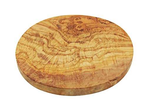 Planches à découper et à servir en bois d'olivier rond de 30 cm