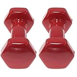 LTLCLZ 2Stück Beschichtete Hantel Fitness Hanteln Für Das Home Gym Workout Handgewichte Fitnessgeräte,Red 3kg