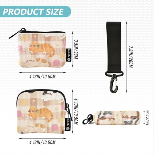 Cute Brown Cartoon Kittens Women's Coin Wallet Card Holder Mini Fashion Card Wallet Money Organizer with Zipper Pocket for Women 2 Packs portatarjetas para4