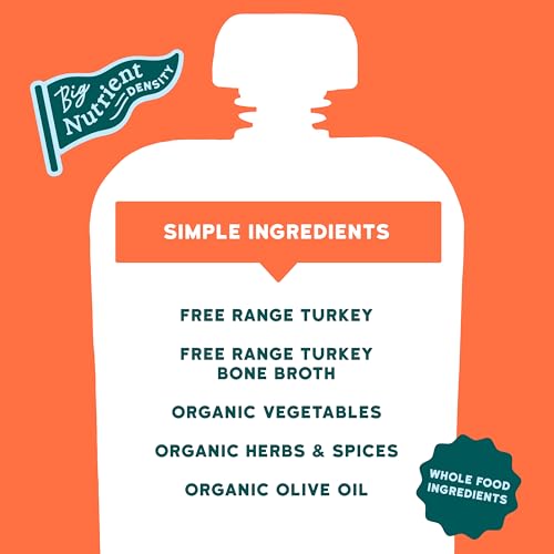 Image of Serenity Kids Bone Broth Puree Made With Organic Veggies | Clean Label Project Purity Award Certified | 3.5 Ounce BPA-Free Pouch | Free Range Turkey Bolognese | 1 Count