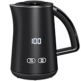 Aliliy 電気ケトル 電気ポット 小型 7段階温度調節 0.8L 一人暮らし 二人暮らし 湯沸かしケトル ディスプレイ 900W 2時間保温 二重構造 触れても熱くない 急速沸騰 空焚き防止機能 熱湯 お茶 ミルク コーヒー マットな質感 木目柄 ブラック PSE認証済み (マットブラック)