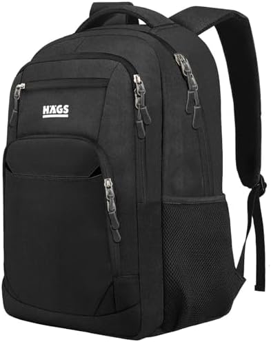 Haegs Laptop Sırt Çantası, Multi Cepli İş Seyahat Çantası, Dizüstü Bilgisayar Sırt Çantası, Suya Dayanıklı, Kolej Bilgisayar Çantası, Unisex Çok Bölmeli Organizer Çanta - Siyah - Görsel 1