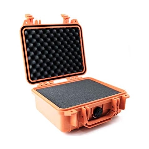 PELI 1200 Protective Case for Sensitive Devices, IP67 Watertight and Dustproof, 12L Capacity, Made in US, With Customisable Foam Insert, Orange Cover
