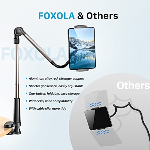 Foxola Tablet & Phone Stand Holder, Gooseneck Cell Phone Bed Holder With 360°Adjustable Clip Wireless Remote, Flexible Tablet Mount Clamp For Desk, Compatible With Iphone/Ipad/Tablet 4.7"-12.9",Black #TOP2