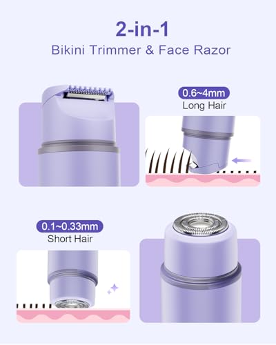 Image of 2-in-1 Bikini Trimmer for Women - Electric Shaver for Women, Womens Electric Razor & Trimmer for Sensitive Skin, Adjustable Comb, 100% Waterproof, Portable, USB Charge, Painless (Purple)