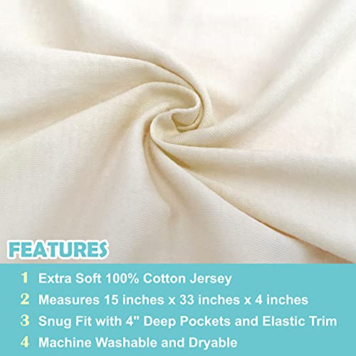 Image of TL Care 100% Natural Breathable Cotton Jersey Knit Fitted Bassinet Sheet, Cream, 15 inch x 33 inch, Soft Breathable