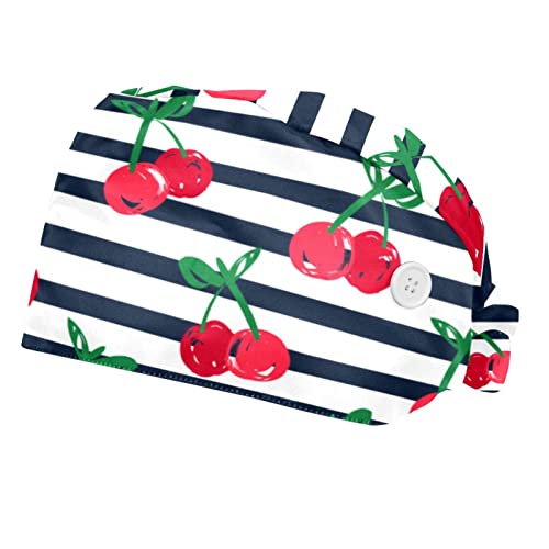 Chapeaux bouffants cerise rouge JDEZ | Lot de 2 casquettes de travail ajustables
