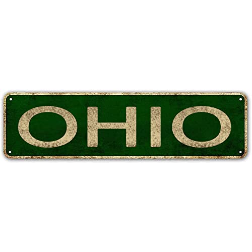 LINStore Ohio teken, Amerika Staatsnaam Vintage metalen tinnen bord, wanddecoratie voor kantoor/thuis/klaslokaal - beste decoratieve cadeau-ideeën voor vrouwen, mannen, vrienden 10 x 40 cm