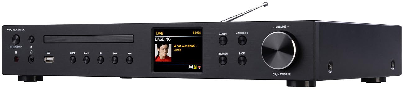 VR-Radio Radio Receiver: WLAN-Internetradio-Receiver, DAB+/UKW, CD, Bluetooth, 200 W, schwarz (DAB Tuner, Stereo DAB+ Internetradio)