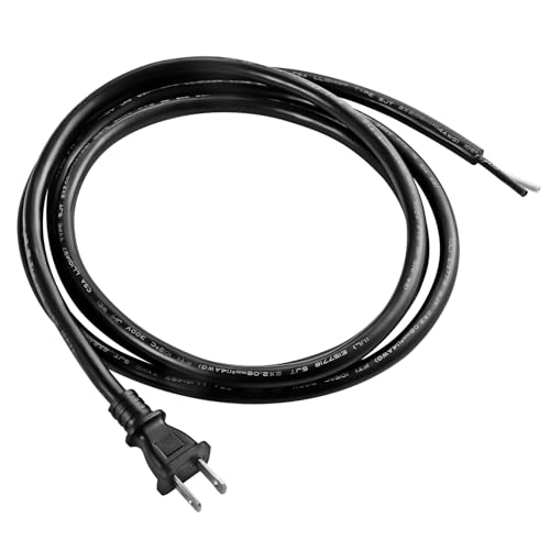 Power Tool Replacement Cord, 2 Prong Polarized 14 Gauge Replacement Power Cord with Open End, Heavy Duty 125V Supply Cable for AC Appliance, NEMA 1-15 Plug UL SJT 14AWG (6FT)
