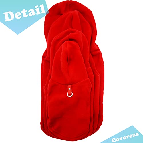 Dog Hoodie Pet Fleece Sweater With Hat Warm Soft Dogs Winter Coat Jacket With Leash Attachment For Small Medium Dogs Red Small #TOP4