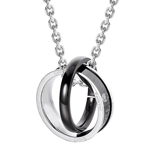 Image of Urban Jewelry His & Hers Couples Engraved Double Ring Pendant Necklace