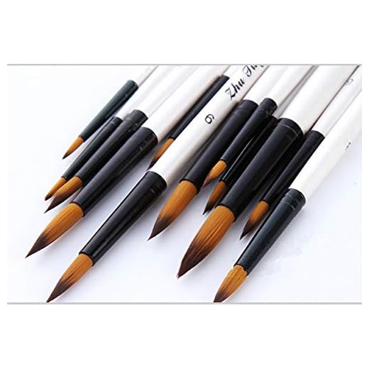 Pincel de Artista-Set de 12pcs Punta Redonda Punta Pincel de Pintura Sable Pelo Artista Calidad Pintura Pincel acrlica, Acuarela, Aceite y Gouache Tamaos