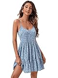 Floerns Women's Ditsy Floral V Neck Ruffle Hem Sleeveless Cami Short Dress Blue M