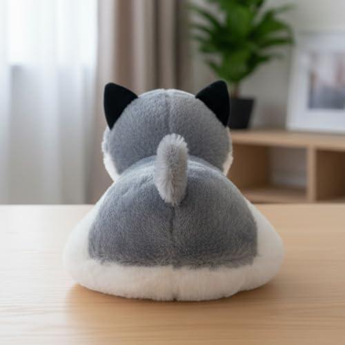 Image of Tickles Husky Dog Soft Stuffed Plush Animal Toy for Kids Boys & Girls Birthday Gifts (Color: Grey Size: 28 cm)