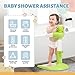 Baby Shower Stand, Toddler Bath Standing Support with Anti-Slip Base and Shower Holder, Adjustable Height, Soporte para Bañera de Bebé, Ideal Gift for Infants 6-36 Months-Green (Upgraded-Frog)