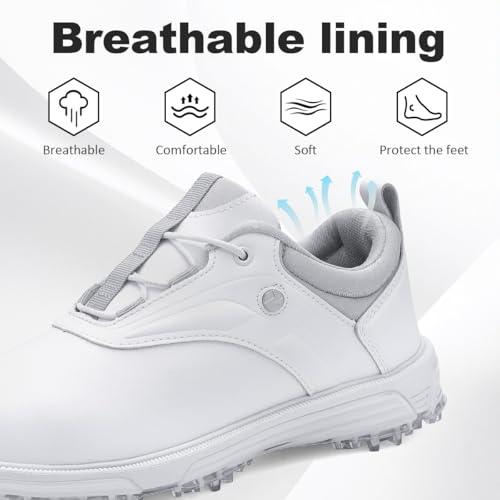 Image of ULTIANT Mens Golf Shoes Waterproof Fixed Spikeless Sole Comfortable Outdoor Sport Shoes Size7.5-13