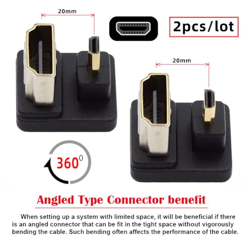 Adaptador HDMI Micro HDMI 2 piezas ángulo 360 grados miniatura 2