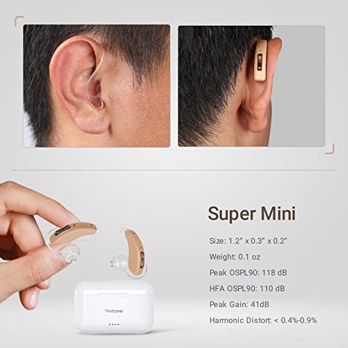 Vivtone Rechargeable Hearing Amplifers With Portable Recharging Case, Digitale Hearing Devices For Seniors & Adults, 120Hrs Backup Power, Pair #TOP4
