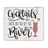 Mauspads Cocktails Schmecken Besser Am Fluss Vintage-Kunst Klein 25X30Cm Leichtes Mauspad Tragbar Mouse Mat Für Zuhause Laptop