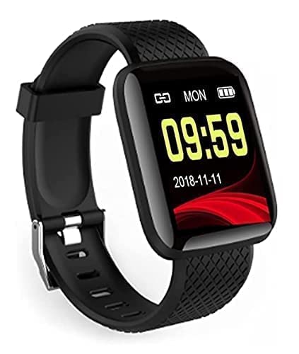 ID116 Plus 2022 Smart Watch for Women,Latest for Android and iOS Phones IP68 Waterproof Activity Tracker with Touch Color Screen Heart Rate Monitor Pedometer Sleep Monitor for Men and Kids Black