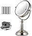 Ovente 7.5" Lighted Tabletop Vanity Mirror, Battery or Cord Operated, SmartTouch Cool, Warm, Daylight LED Tones (1x10x Magnification, Nickel Brushed) (MPT75BR1X10X) HOLIDAY DEAL