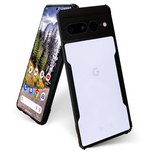 Image of AIBEX Crystal Clear Back Cover Case for Google Pixel 7 Pro | 360 Degree Protection | Shock Proof Design | Transparent Back Cover Case (PC & TPU, Black Bumper)