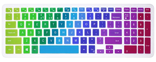 Silicone Keyboard Cover Skin Compatible for 15.6 inch Dell Inspiron 15 3000 & 5000 Series, 17.3 inch Dell Inspiron 17 5000 Series, Inspiron 15 i3541 i5566, Inspiron 17 i5749 Series Laptop (Rainbow)