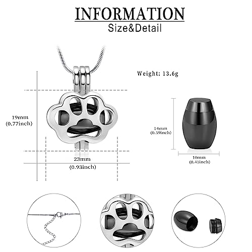 QGJNSGC Pet Cremation Jewelry for Ashes for Dog Cat Paw Print Memorial Locket Urn Necklace with Mini Case Keepsake Cremation Jewelry for Women/Men - Image 2