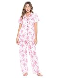 Casual Nights Women's Short Sleeve Pajamas Set Floral Sleepwear & Loungewear Button Down Shirt PJ Set - Light Pink - XX-Large