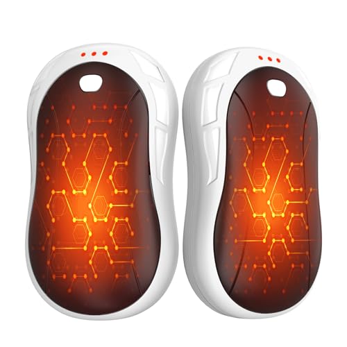 2-Pack Scaldamani Elettrico Riutilizzabile,FANDLISS Scaldamani Ricaricabile 6000mAh Scaldamani Split Scaldamani Elettrico Portatile Tascabile Adatto Esterno/Pesca/Campeggio/Ciclismo/Regalo di Natale