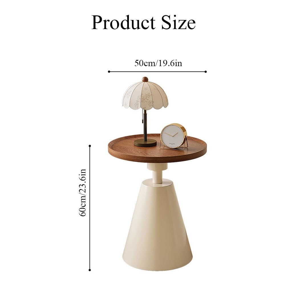 Mały Stolik Do Salonu, Ozdobny Stolik Na Nóżkach Do Ustawienia W Rogu, Okrągła Drewniana Taca Pod Telewizor, Mała Szafka Nocna Sypialni(White,50cm)