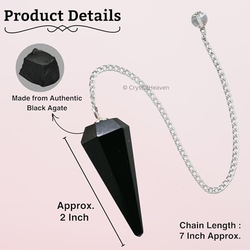 Image of Black Agate Pendulum Dowsing Tool - Natural Crystal Pendulum for Spiritual Guidance - Premium Dowser Pendulum for Accurate Divination and Energy Healing - Perfect for Energy Healing and Chakra Balancing - Handcrafted with Precision and Elegance