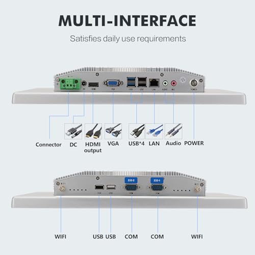 Image of 15 inch Industrial Touch Panel PC, Ratio 4:3 Multi-Touchscreen-Monitor,Wall Mounted Touch Screen Panel Computer,WiFi & Built-in Speakers,IP65 Front,Win 10 I3 RAM 4G+128G SSD