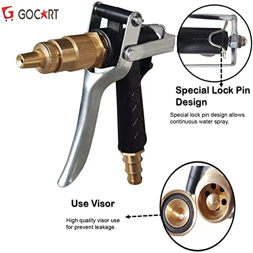 GOCART WITH G LOGO Metal Body Brass head Hose Nozzle for Cleaning/Watering Lawn and Garden/Pets