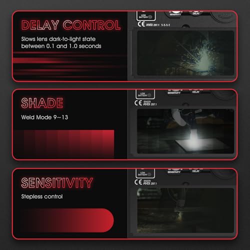 Image of YESWELDER Auto Darkening Welding Helmet, Blue Light Blocking, 1 /1 /1 /1 True Color Solar Powered Welding Hood with 2 Arc Sensors, Wide Shade 3.5 /9-15 Welder Mask for TIG MIG ARC and Grind